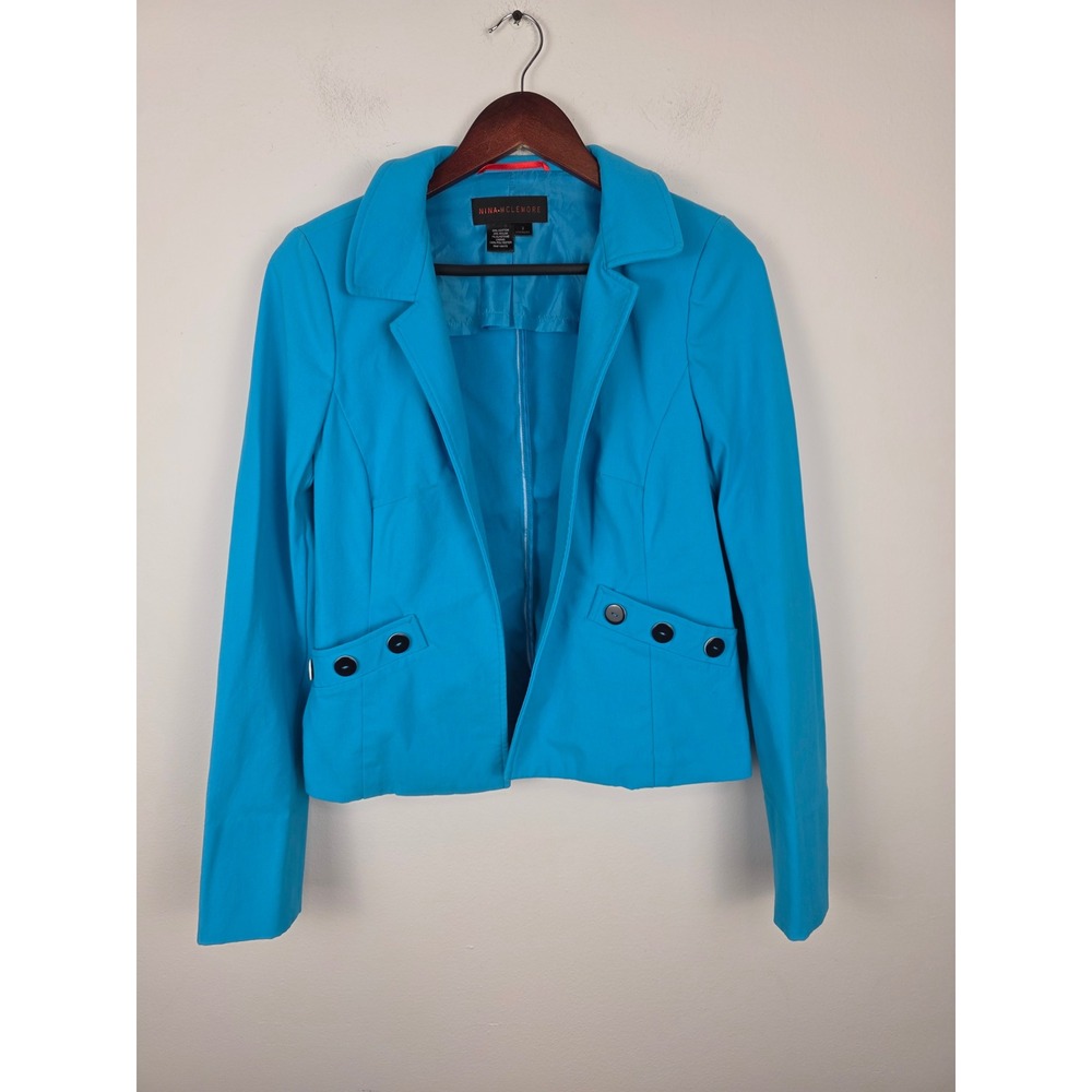 Nina McLemore Women's Bright Blue Cropped Blazer Jacket Size 2